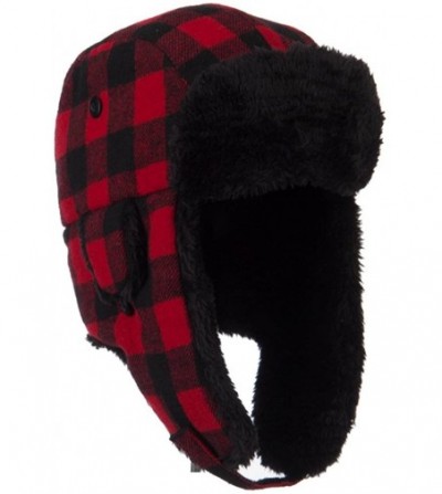 Bomber Hats Big Size Buffalo Plaid Trooper Hat (for Big Head) - Red Black - CE129NREL9D