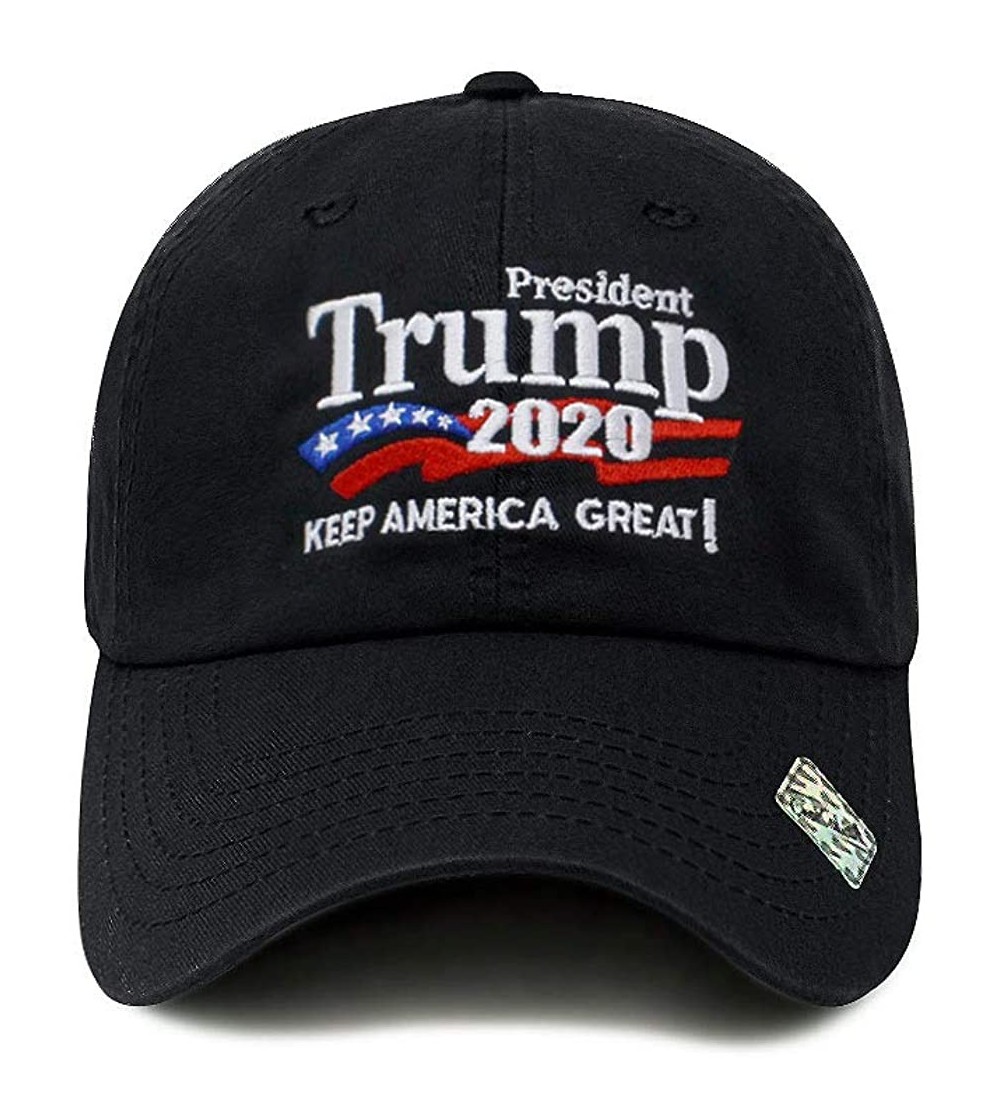 Baseball Caps Trump 2020 Keep America Great Campaign Embroidered US Hat Baseball Cotton Cap - Cotton Black - CA18GGCUX6U