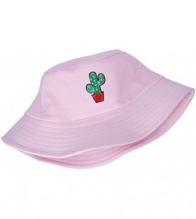 Bucket Hats Unisex Fashion Embroidered Bucket Hat Summer Fisherman Cap for Men Women - Cactus Pink - CF18W0OSS87