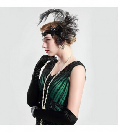 Headbands 1920s Flapper Peacock Feather Headband 20s Sequined Showgirl Headpiece - Style-5 - CS1833SKEQW