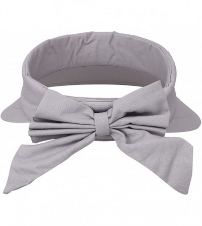 Visors Women's Packable Wide Brim SPF 50+ UV Protection Sun Visor Hat w/Bow - Grey - CH18CAE085H