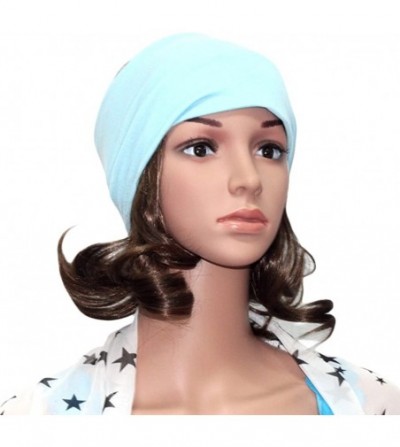 Headbands Women's Solid Stretch Wide Sports Headband Cotton Yoga Hairband Bandanas - Sky Blue - CQ188NGMRM8