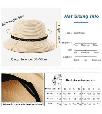 Sun Hats Womens Wide Roll Up Brim Packable Straw Sun Cloche Hat Fedora Summer Beach 55-58cm - Pink_00010 - CL18QEXR056