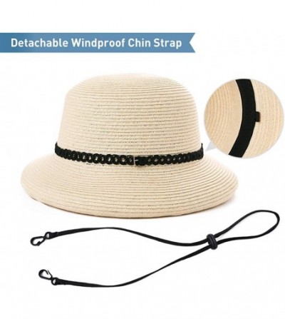 Sun Hats Womens Wide Roll Up Brim Packable Straw Sun Cloche Hat Fedora Summer Beach 55-58cm - Pink_00010 - CL18QEXR056