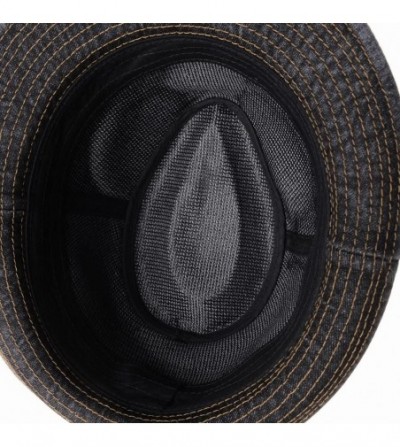 Denim Fedora Hat Plain Stitch Washed Short Brim DW6646 - Black ...