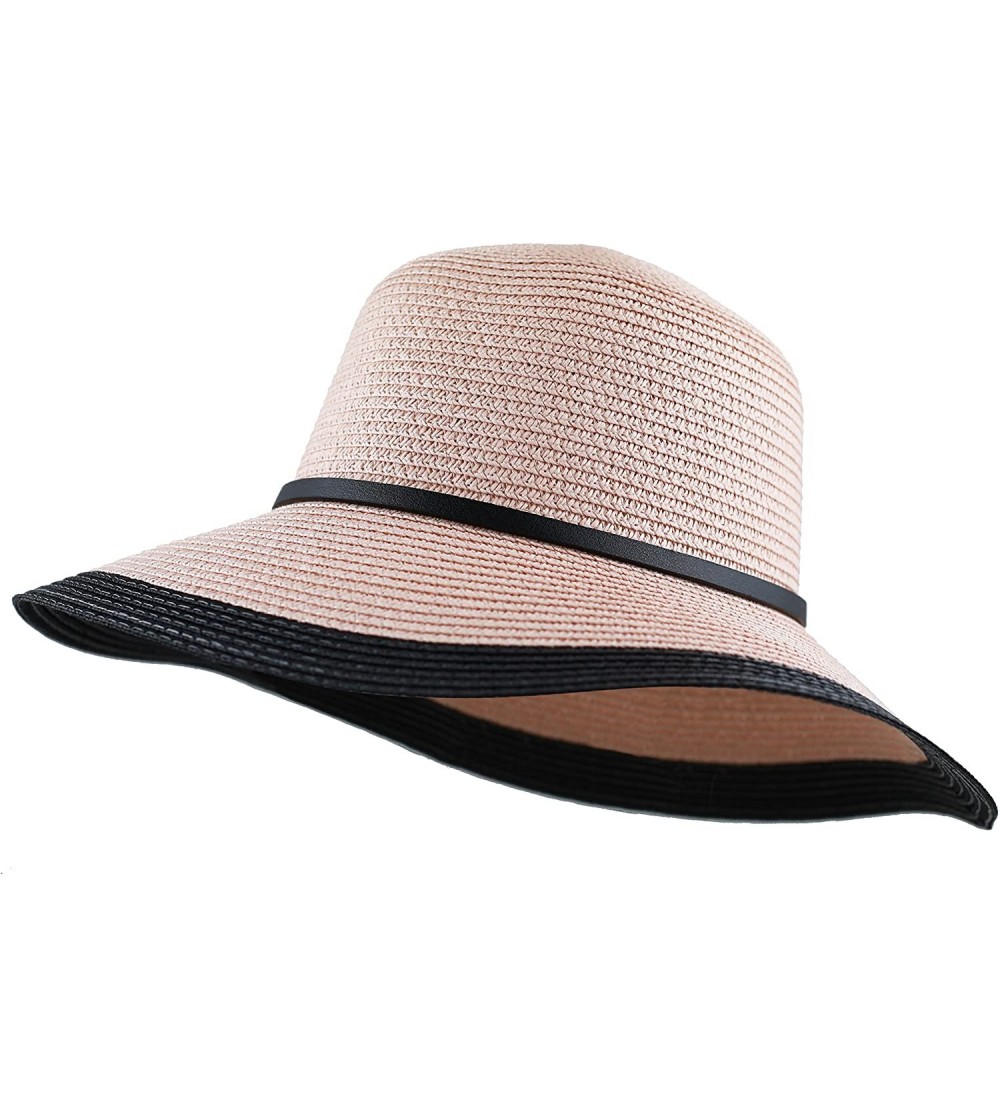 Womens Floppy Summer Sun Beach Wide Brim Straw Hat - Fh6 - CK18D765KD0